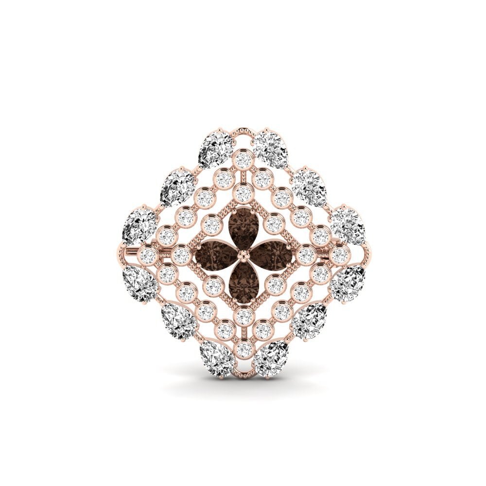 14ct Rose Gold Smoky Quartz Brooch Wandya