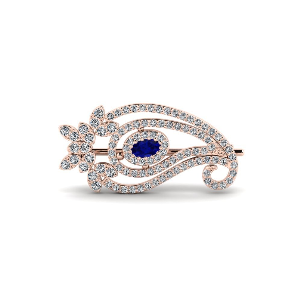14k Oro Rosa Zafiro Broche Wene
