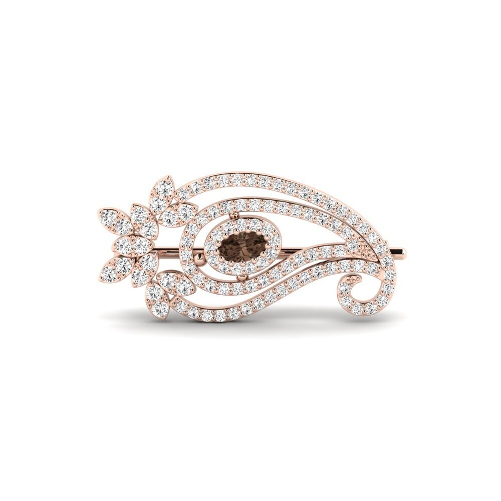 14ct Rose Gold Smoky Quartz Brooch Wene