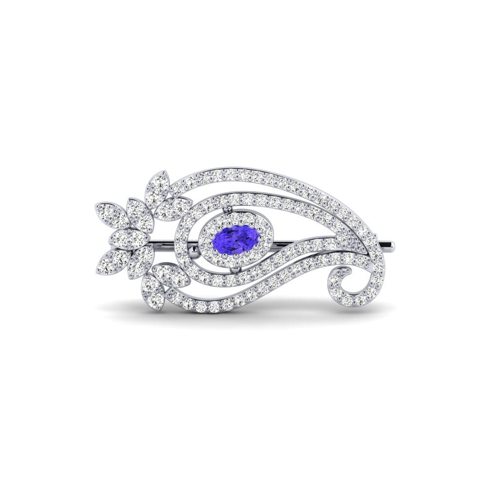 14ct White Gold Tanzanite Brooch Wene