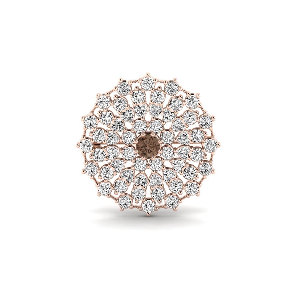 14ct Rose Gold Smoky Quartz Brooch Zenca