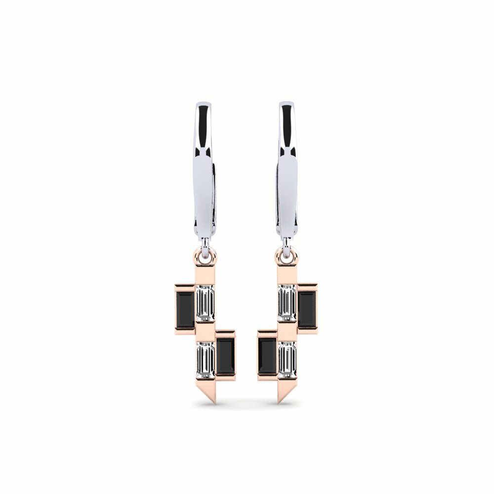 14k White & Rose Gold Black Onyx Women's Earring Inyibiba