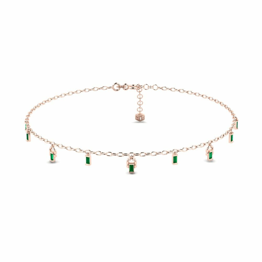 9k Rose Gold Green Zirconia Women's Anklet Kirneck