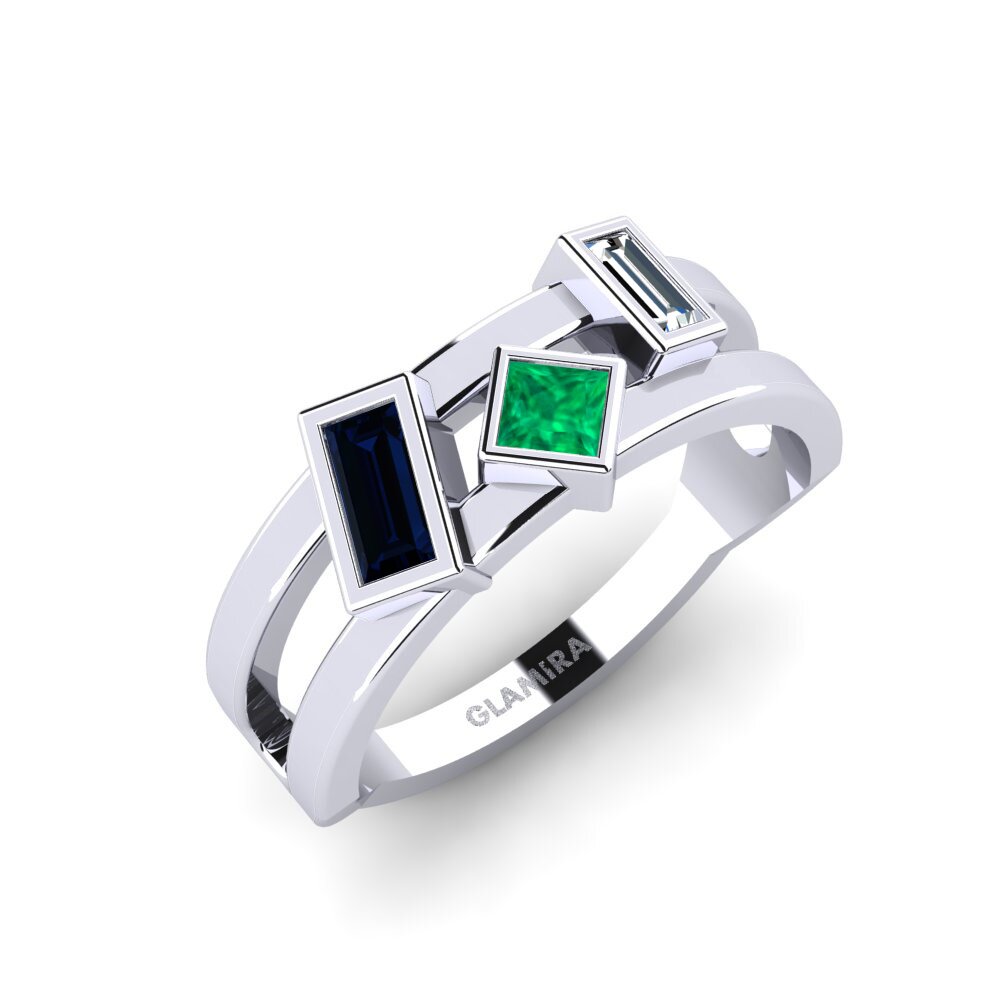 Vàng Trắng 18K Đá Emerald / Ngọc lục Bảo Nhẫn Rehoboth