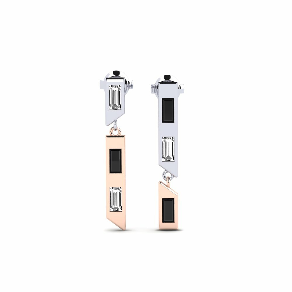 14k White & Rose Gold Black Onyx Women's Earring Ikamva