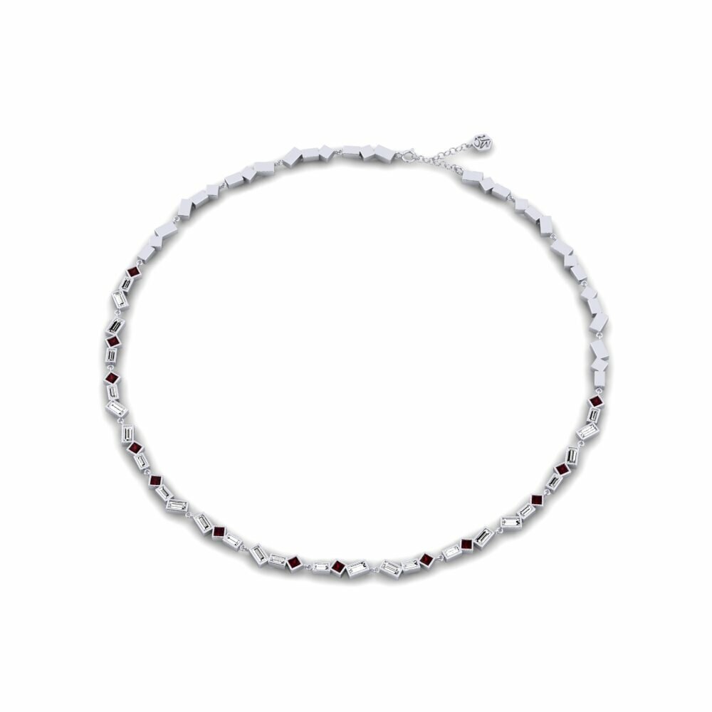 950 Platinum Garnet Collier Machinga