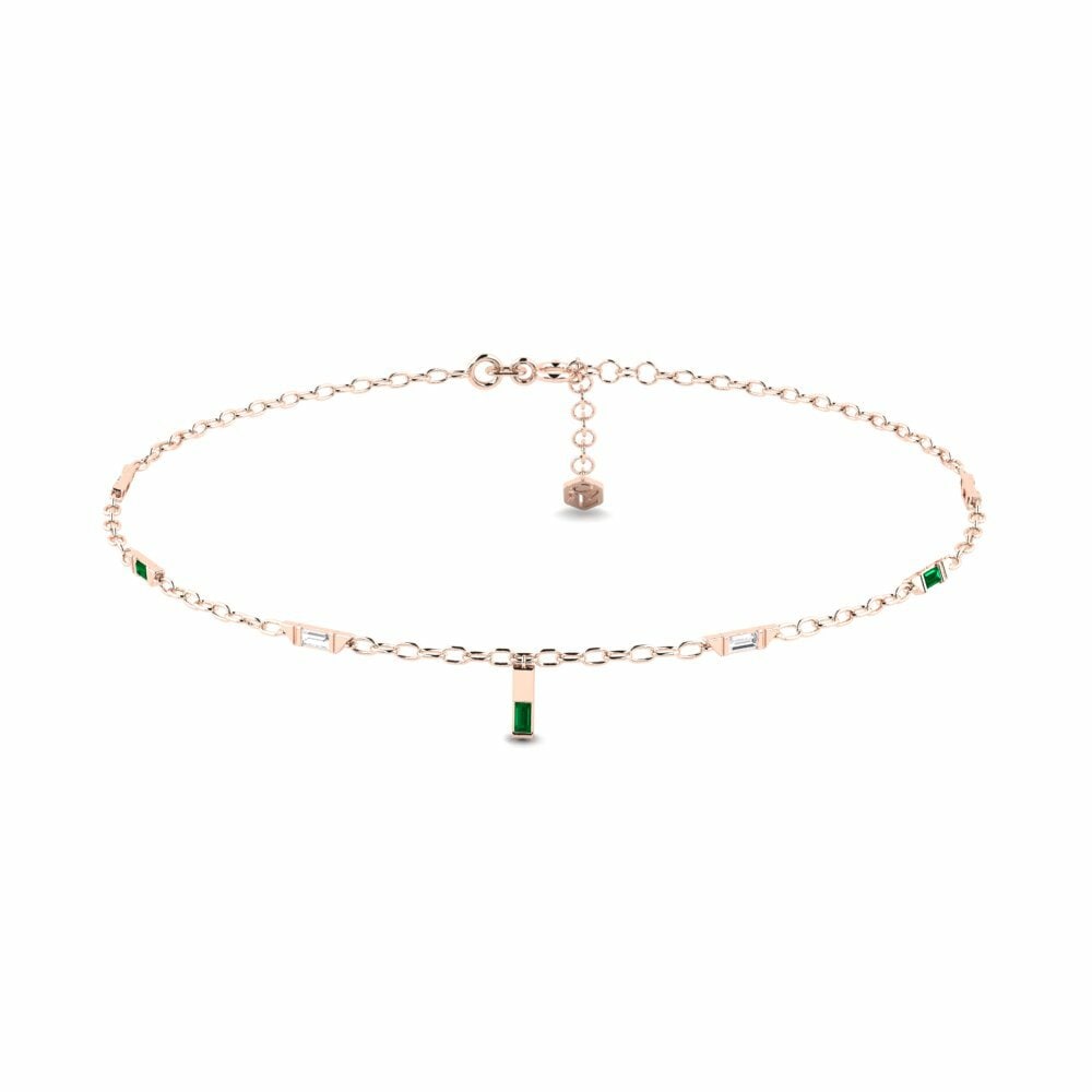 9k Rose Gold Green Zirconia Women's Anklet Safranar