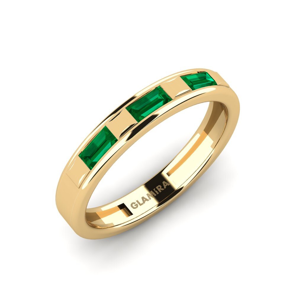 14k Oro Amarillo Circonita Verde Anillo de compromiso Sanabria