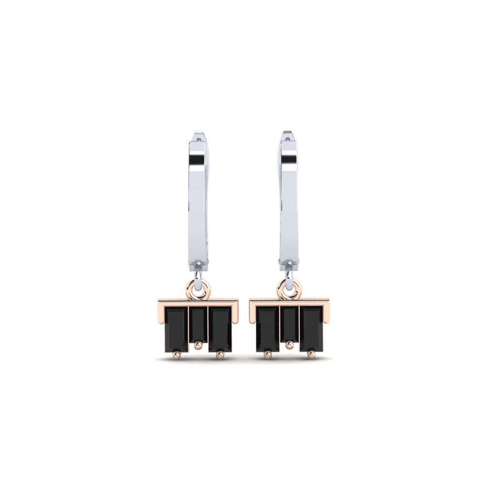 14k White & Rose Gold Black Onyx Women's Earring Specify