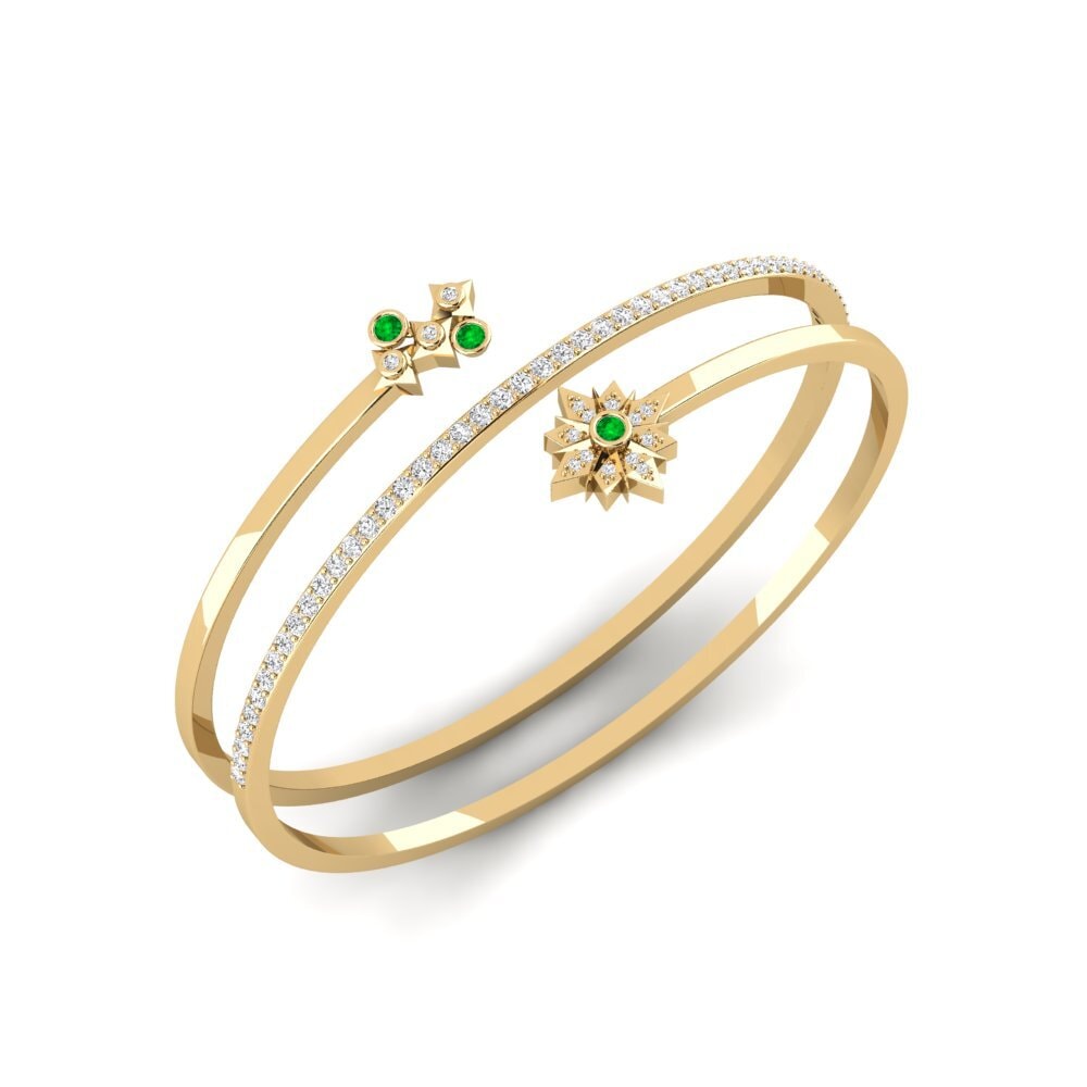 14k Oro Amarillo Esmeralda Brazalete de mujer Procyon
