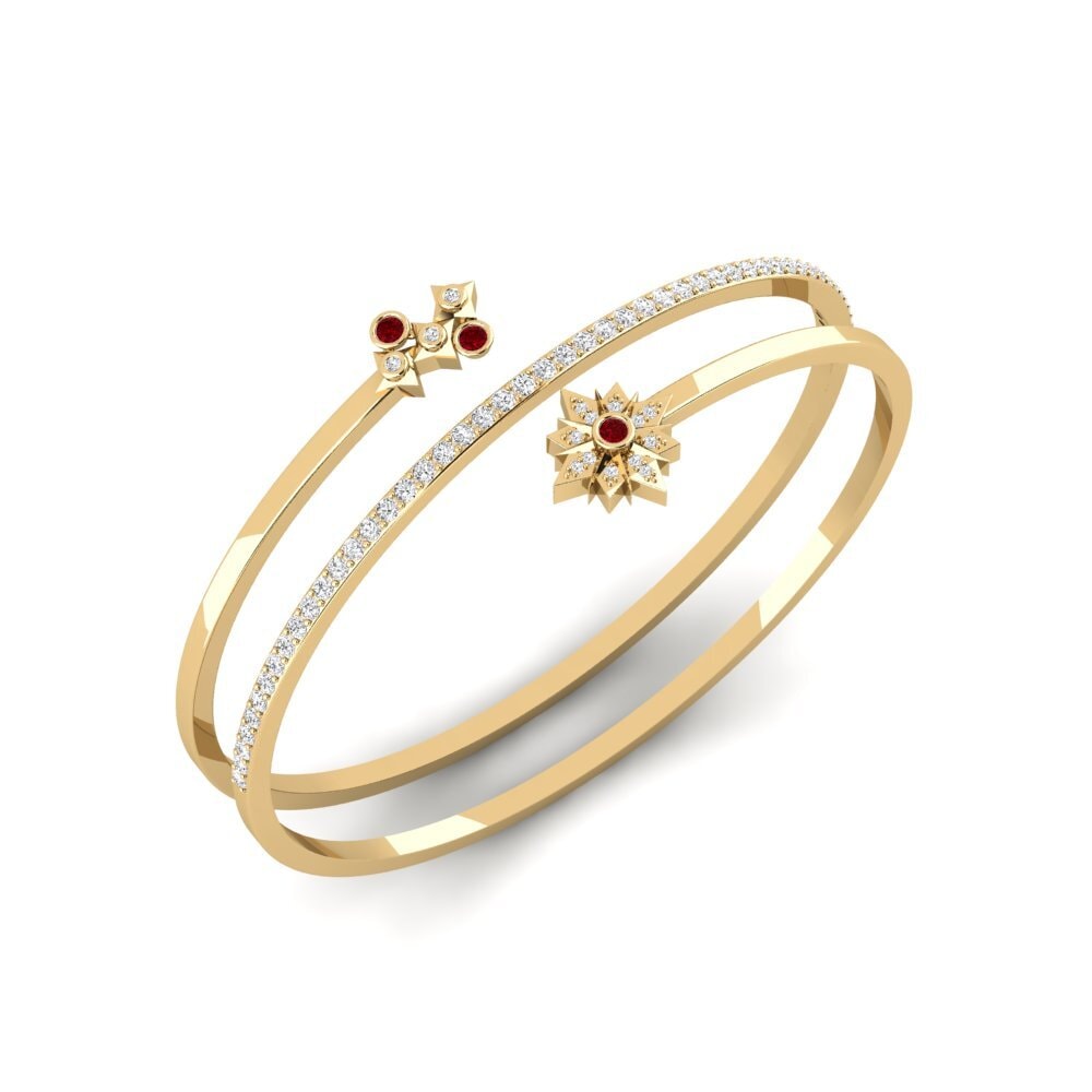 14k Oro Amarillo Circonita Roja Brazalete de mujer Procyon