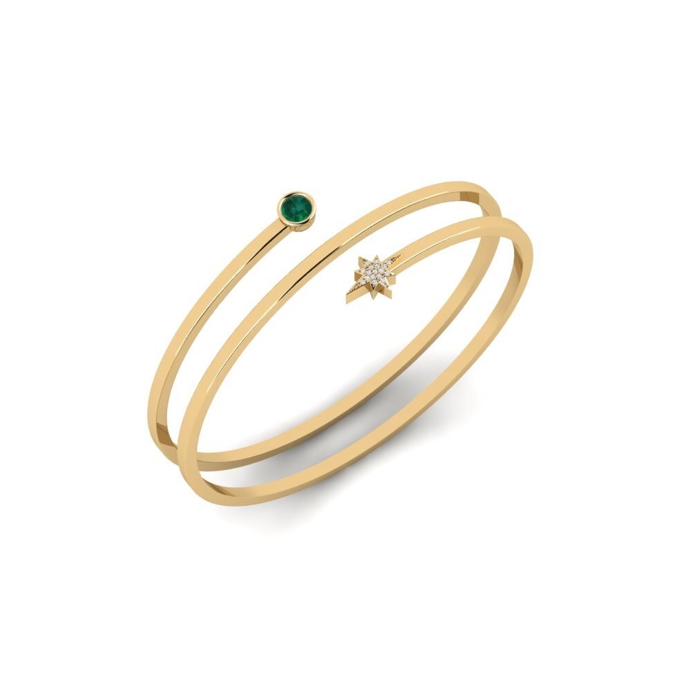14k Oro Amarillo Esmeralda Brazalete de mujer Suhail