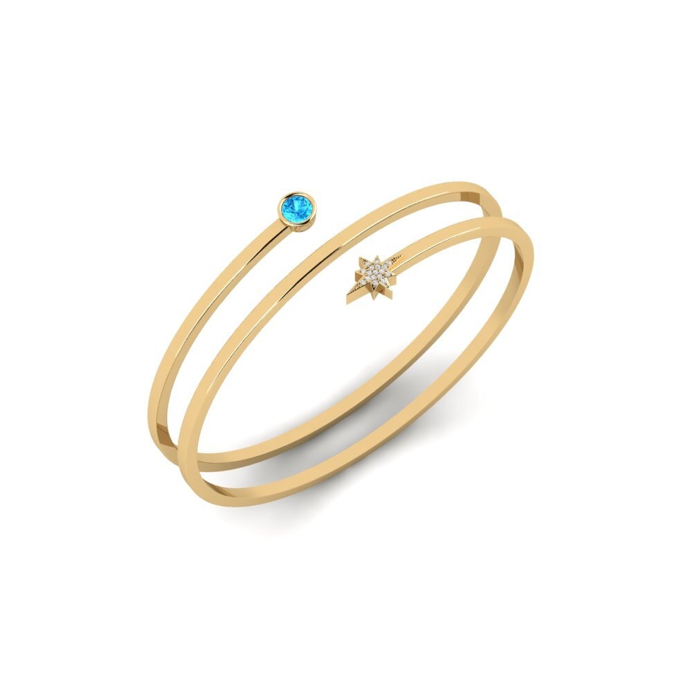 14k Oro Amarillo Topacio azul Brazalete de mujer Suhail