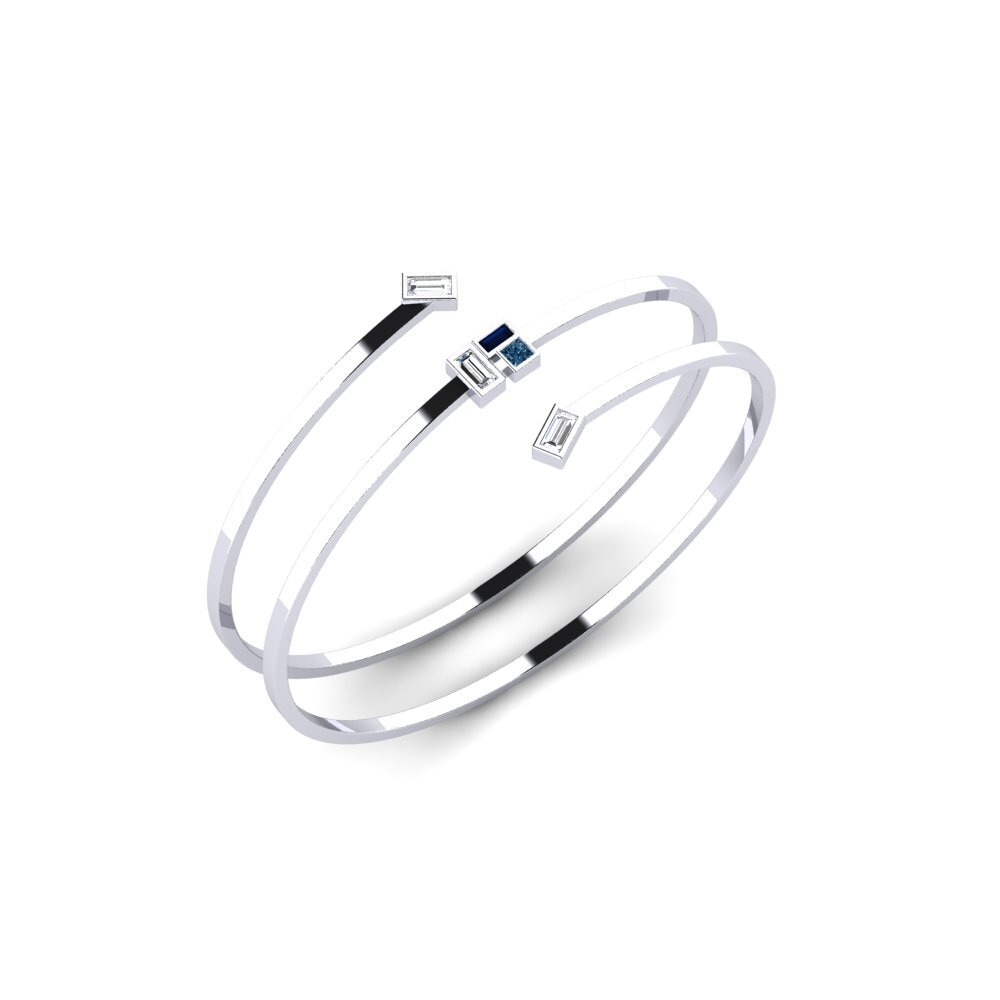 18k White Gold Blue Diamond Women's Bangle Okahao