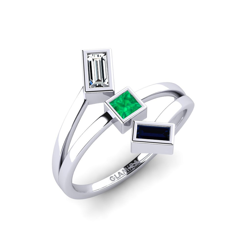 Vàng Trắng 18K Đá Emerald / Ngọc lục Bảo Nhẫn Opuwo