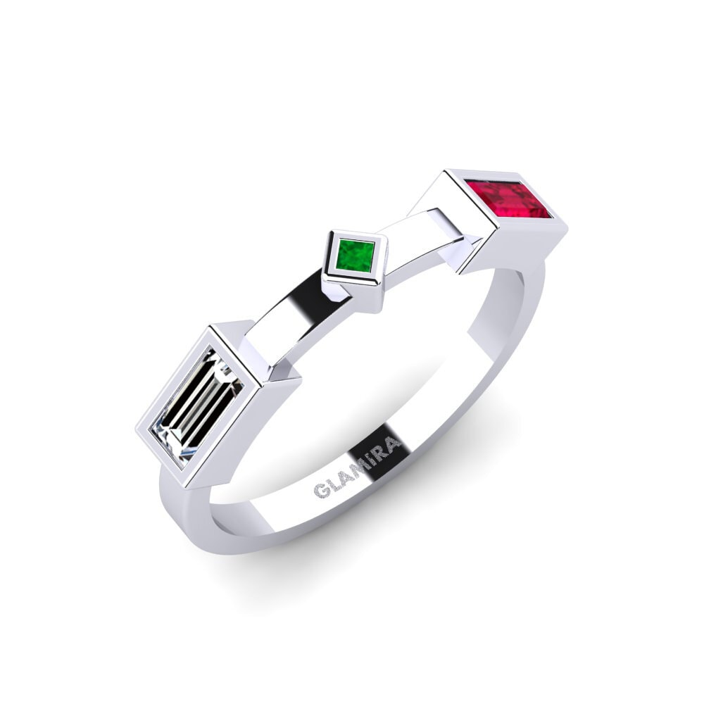 Vàng Trắng 18K Đá Emerald / Ngọc lục Bảo Nhẫn Oshakati