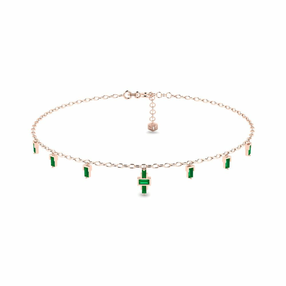 9k Rose Gold Green Zirconia Women's Anklet Reversible
