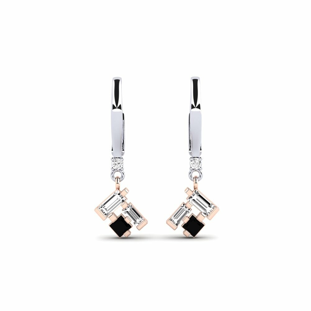 14k White & Rose Gold Black Onyx Women's Earring Riaria