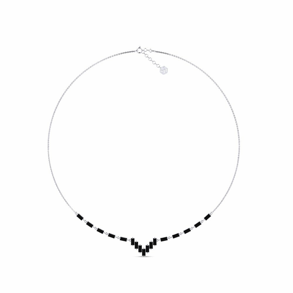 950 Platinum Black Onyx Women's Necklace Survival