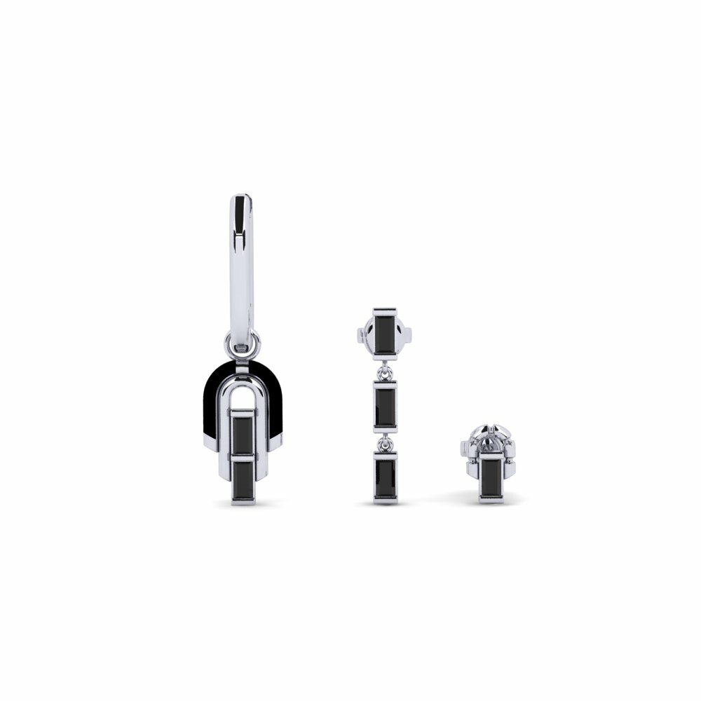 950 Platinum Black Onyx Women's Earring Therain - SET