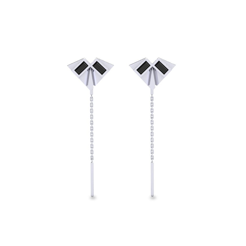 950 Platinum Black Onyx Women's Earring Visible - A