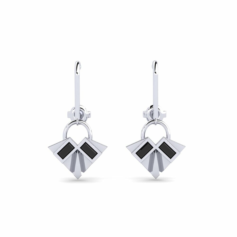 950 Platinum Black Onyx Women's Earring Visible - B