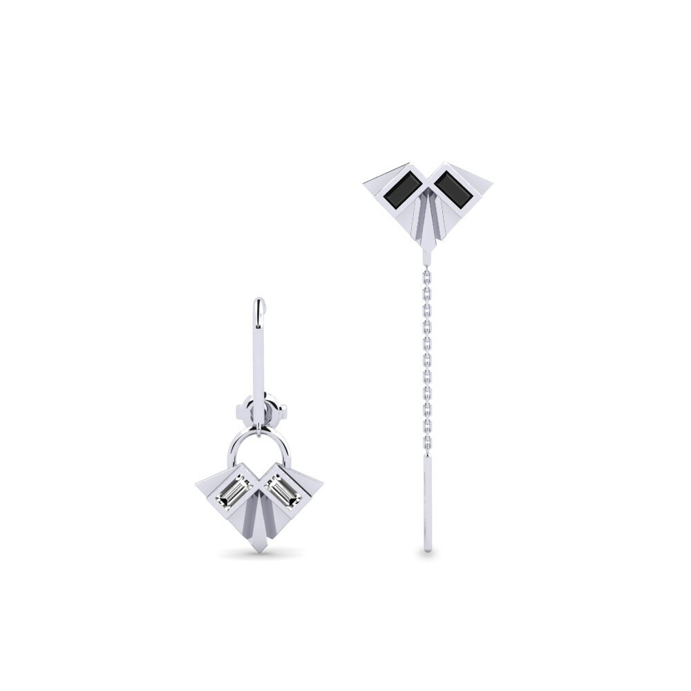 950 Platinum Black Onyx Women's Earring Visible - SET