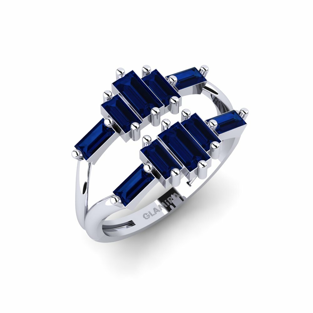 950 Platinum Sapphire Ring Visibly