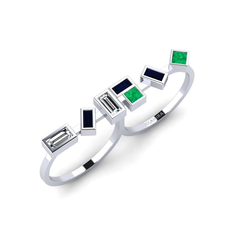 Vàng Trắng 18K Đá Emerald / Ngọc lục Bảo Nhẫn Khorixas