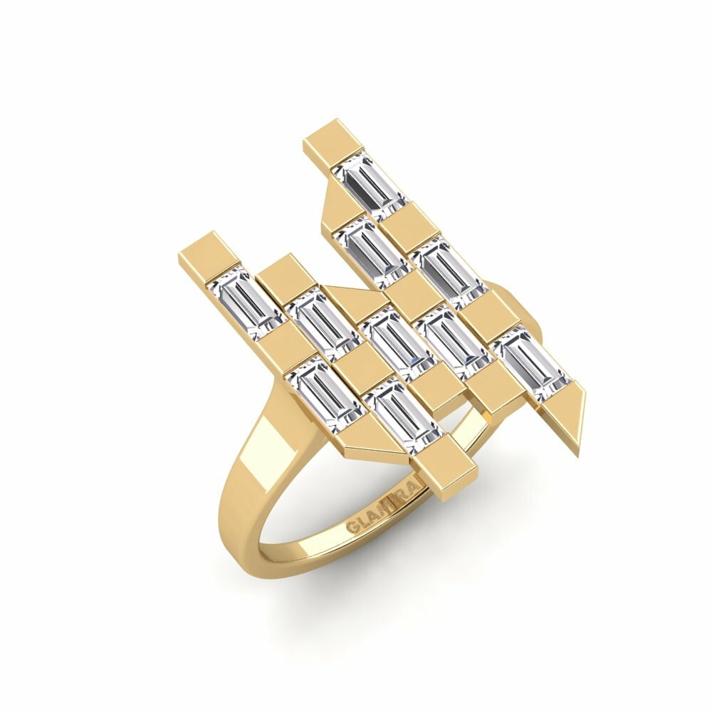9k Yellow Gold Lab Grown Diamond Ring Lijnen
