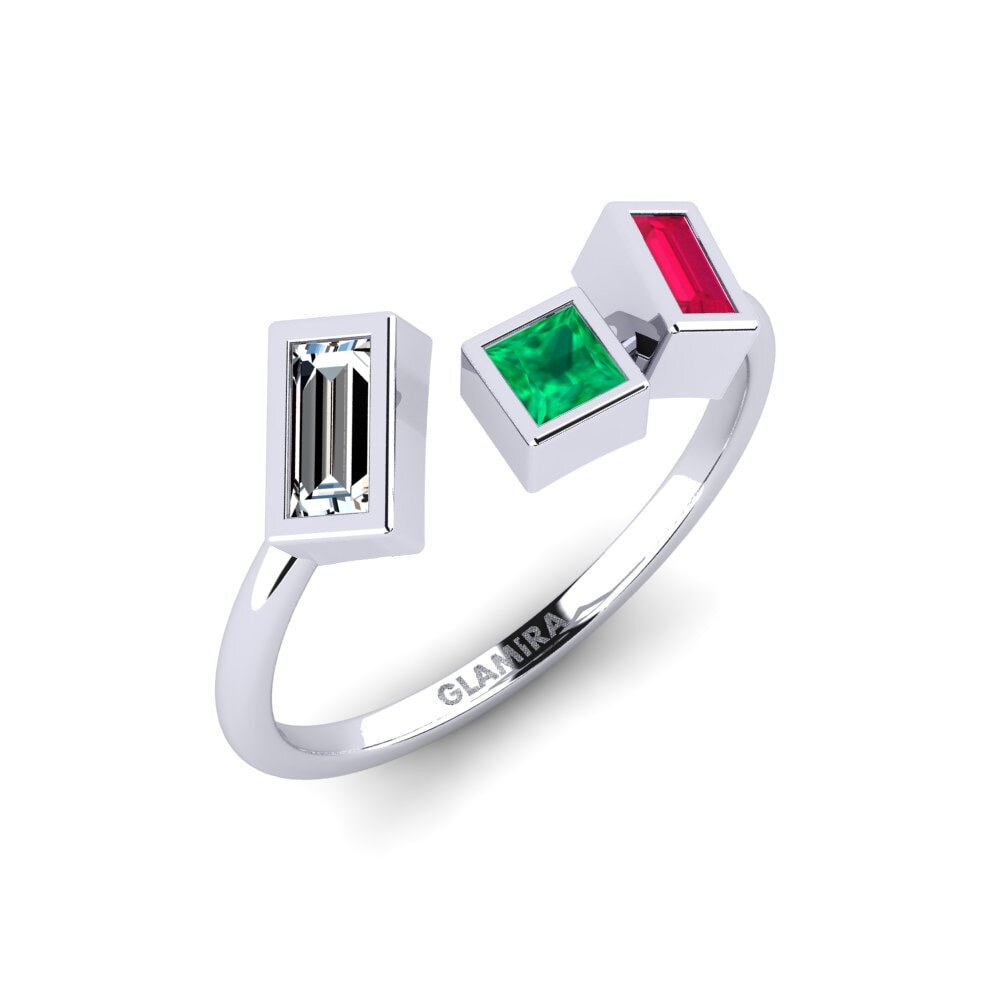Vàng Trắng 18K Đá Emerald / Ngọc lục Bảo Nhẫn Mariental