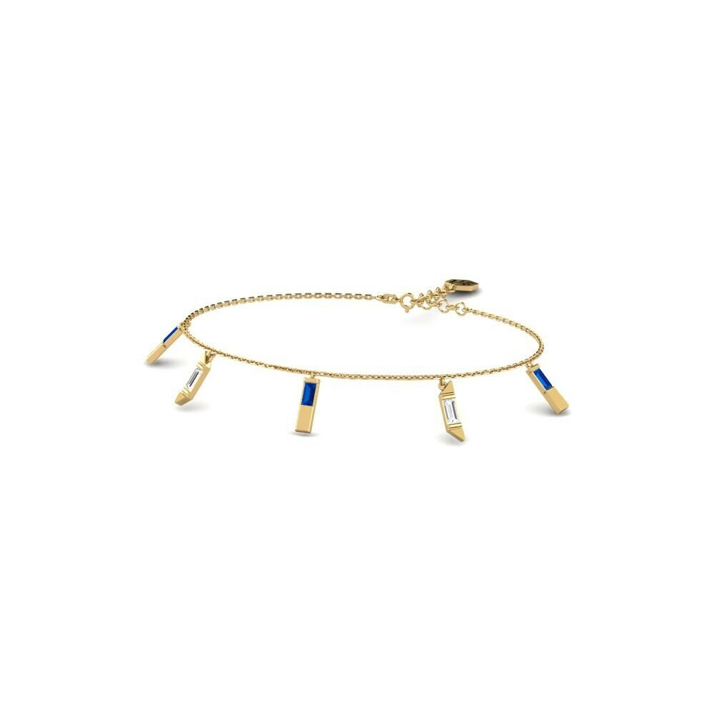 14k Yellow Gold Dark Blue Zirconia Women's Bracelet Atathya