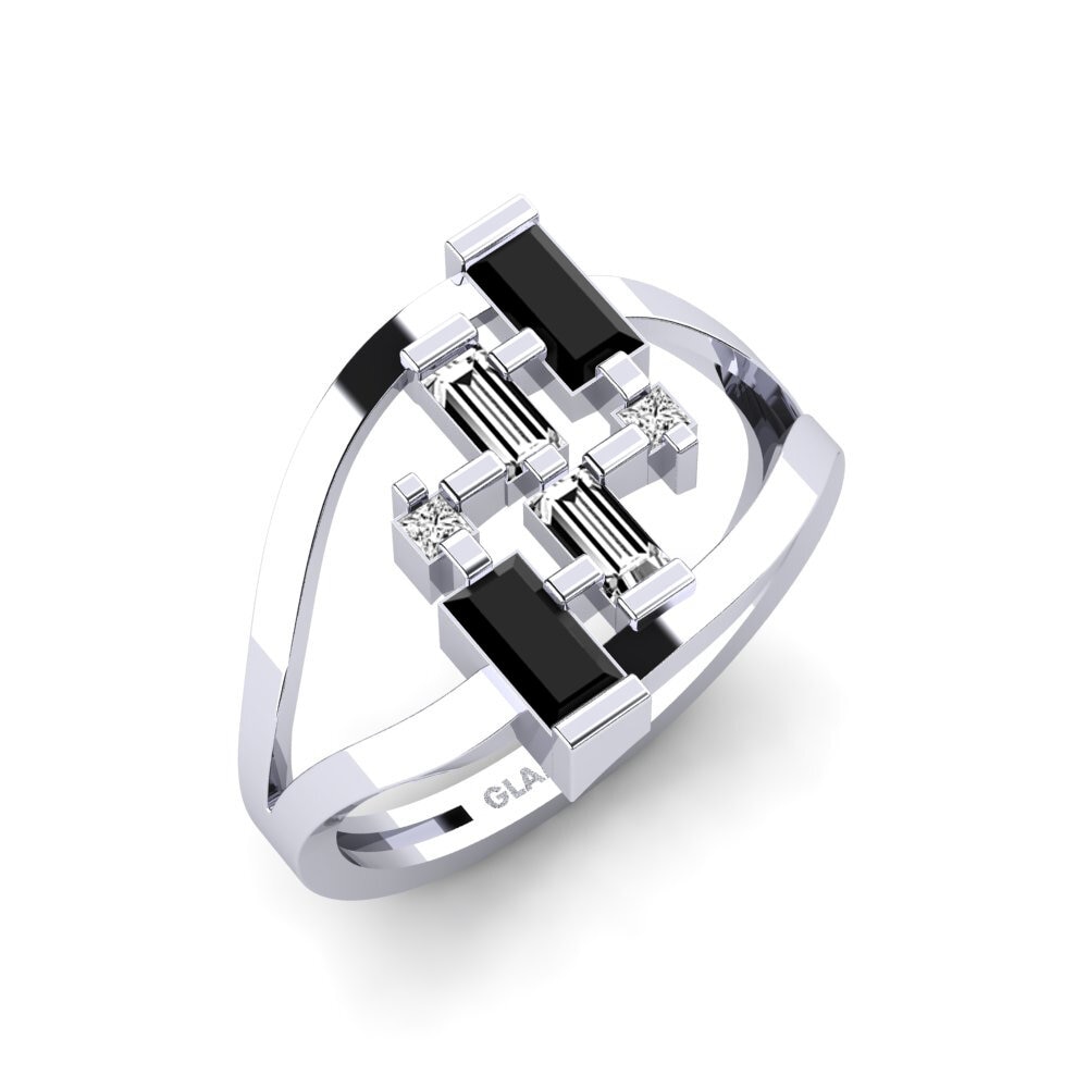 950 Platinum Black Onyx Ring Bikenibeu
