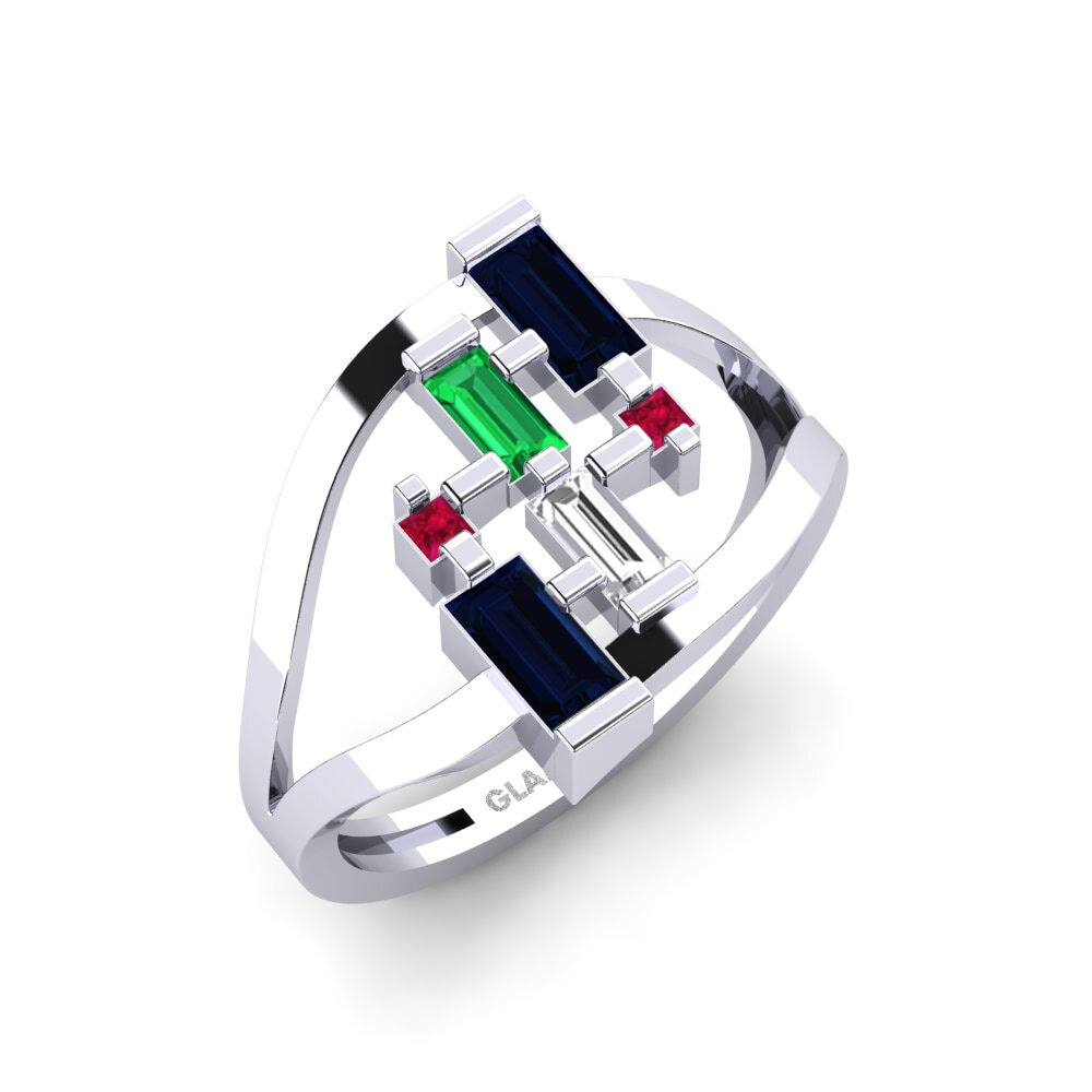 950 Platinum Sapphire Ring Bikenibeu