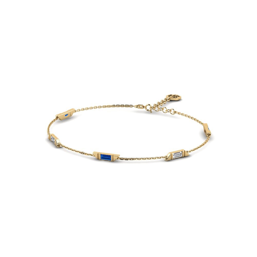 14k Yellow Gold Dark Blue Zirconia Women's Bracelet Birtualy