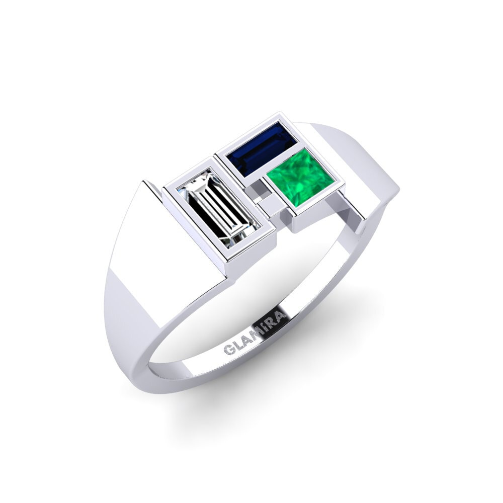 Vàng Trắng 18K Đá Emerald / Ngọc lục Bảo Nhẫn Buariki