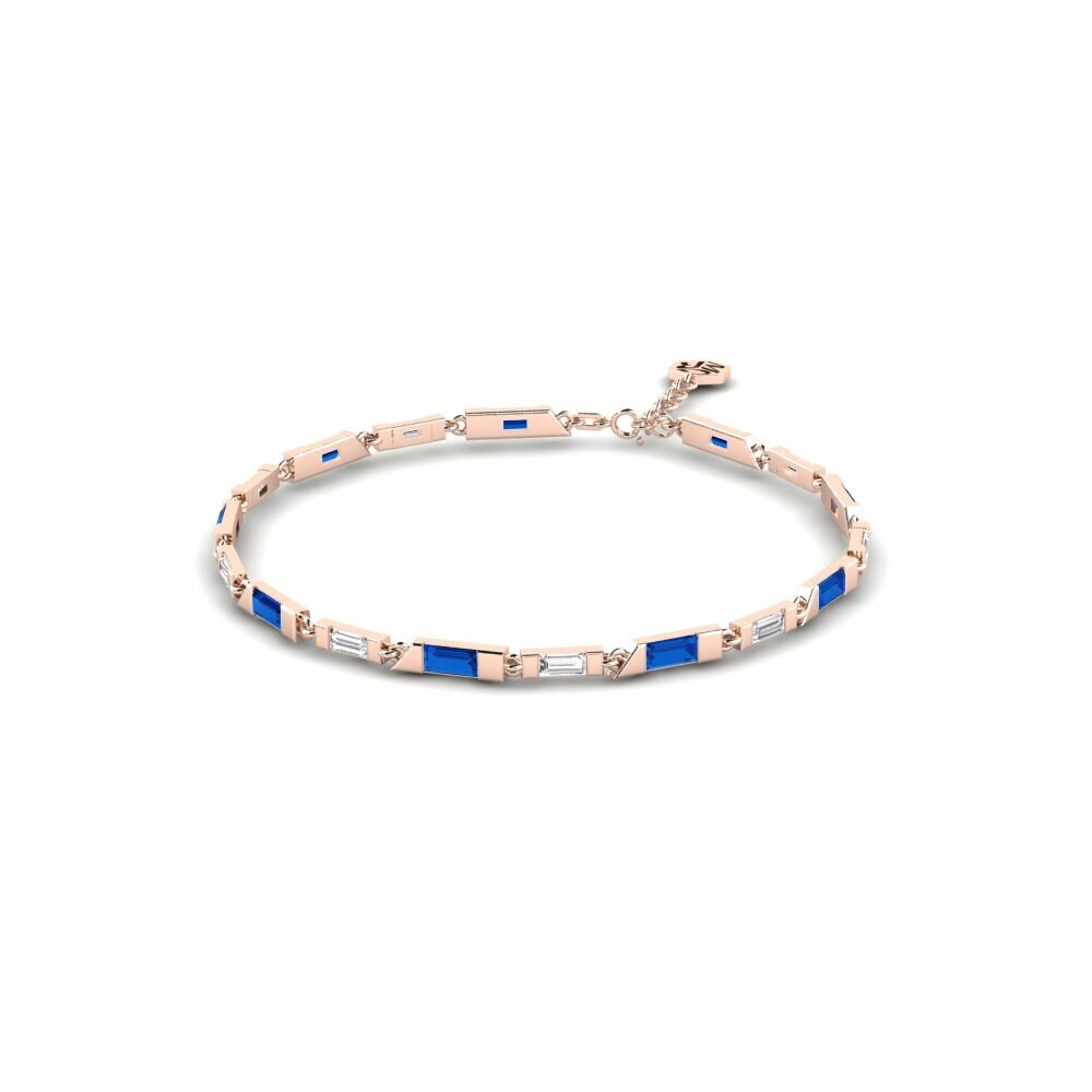 14k Rose Gold Dark Blue Zirconia Women's Bracelet Khadadka