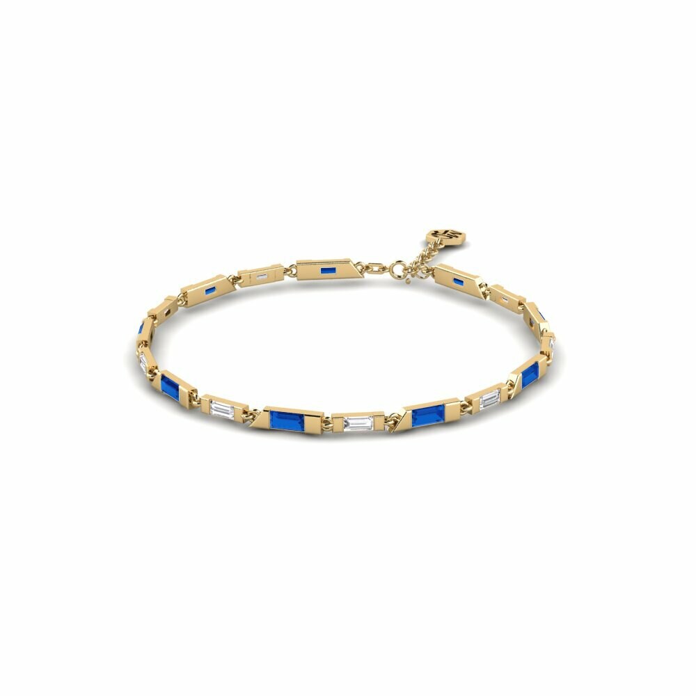 14k Yellow Gold Dark Blue Zirconia Women's Bracelet Khadadka