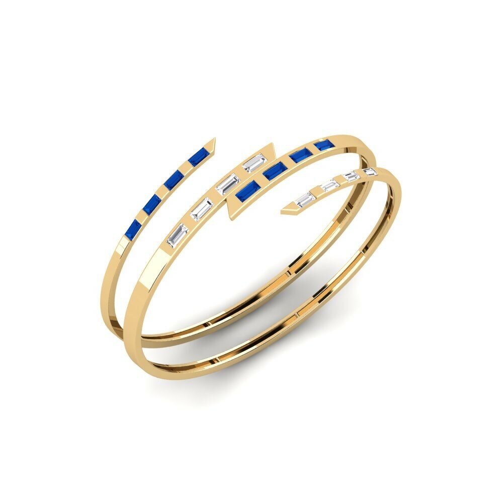 14k Yellow Gold Dark Blue Zirconia Women's Bracelet Linearno