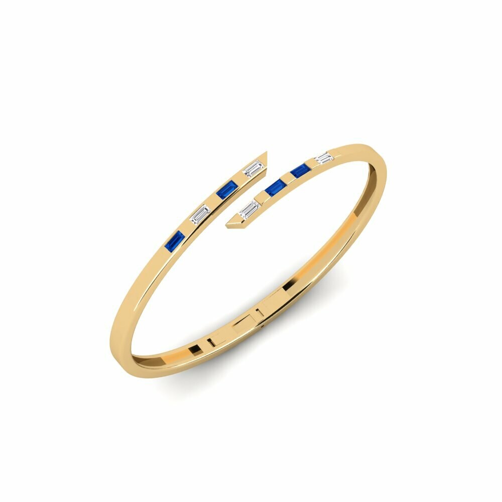 14k Yellow Gold Dark Blue Zirconia Women's Bracelet Lineen