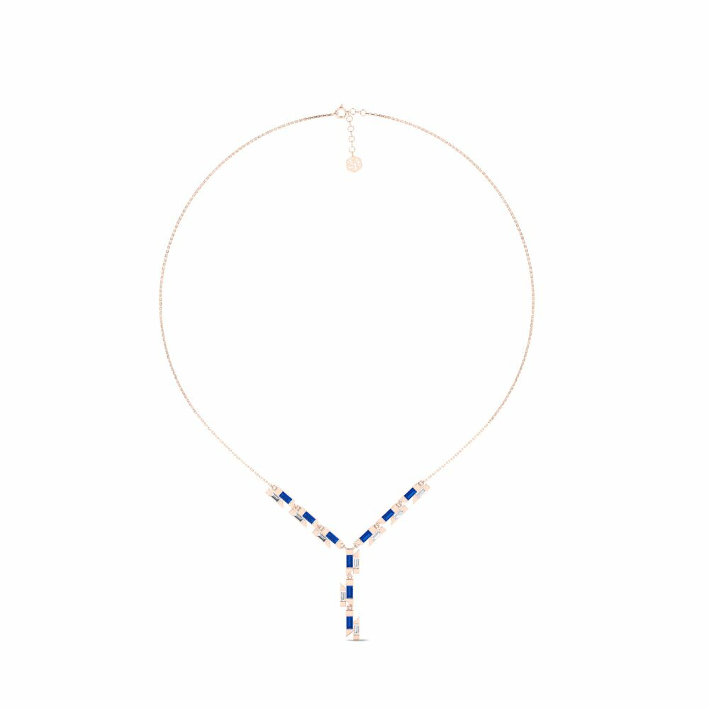 14k Rose Gold Dark Blue Zirconia Women's Necklace Linije