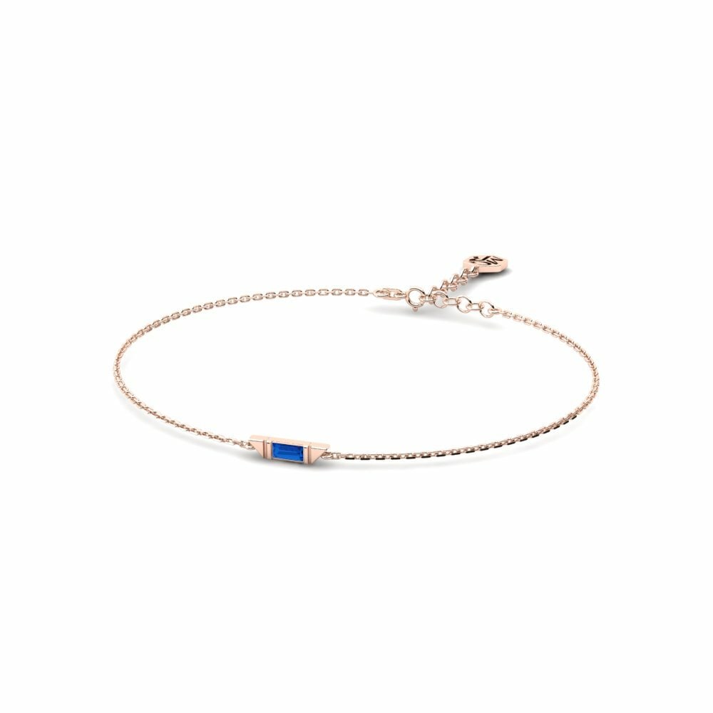 14k Rose Gold Dark Blue Zirconia Women's Bracelet Masfhior