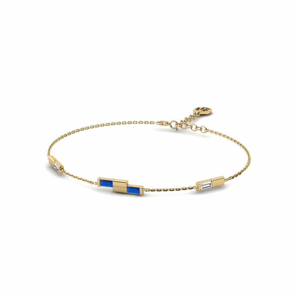 14k Yellow Gold Dark Blue Zirconia Women's Bracelet Mebere