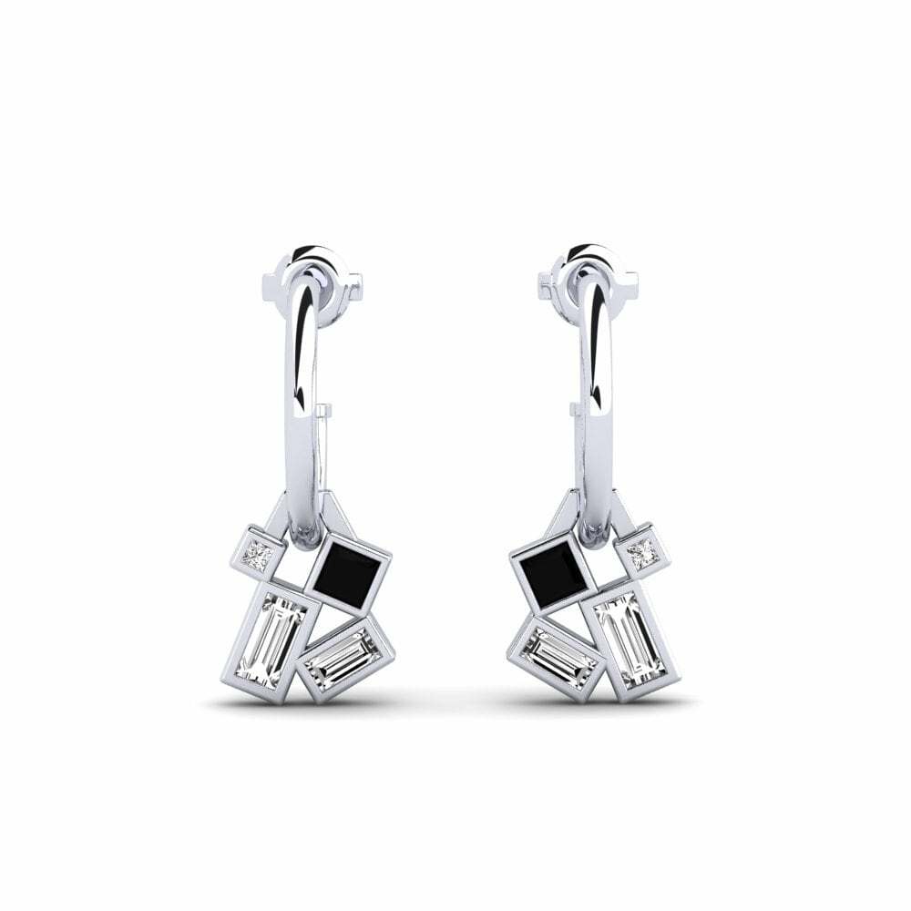 950 Platinum Black Onyx Women's Earring Mgarr