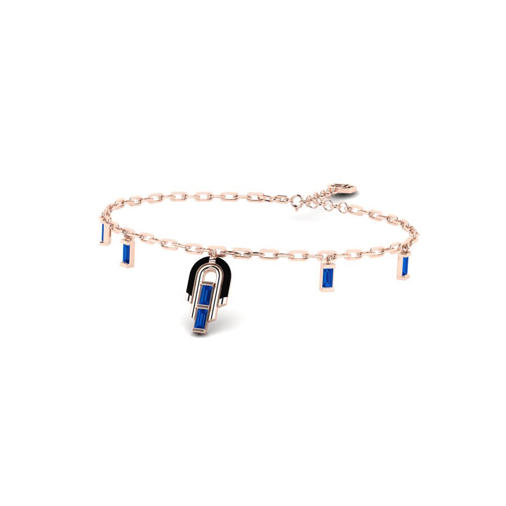 14k Rose Gold Dark Blue Zirconia Women's Bracelet Monastiraki