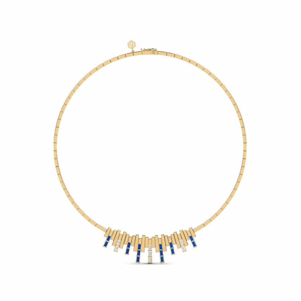 14k Yellow Gold Dark Blue Zirconia Collier Mookie