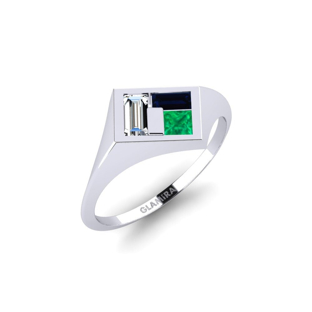 Vàng Trắng 18K Đá Emerald / Ngọc lục Bảo Nhẫn Ongwediva