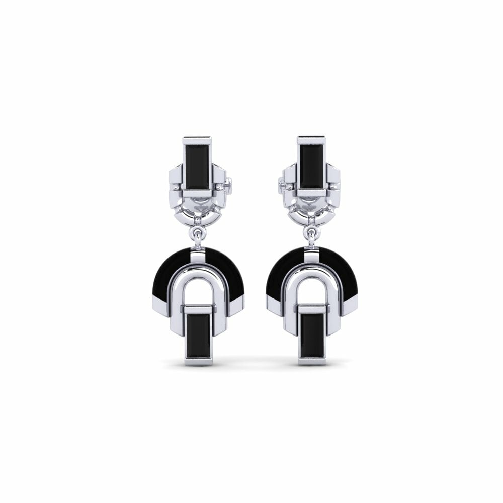950 Platinum Black Onyx Women's Earring Pitiunt