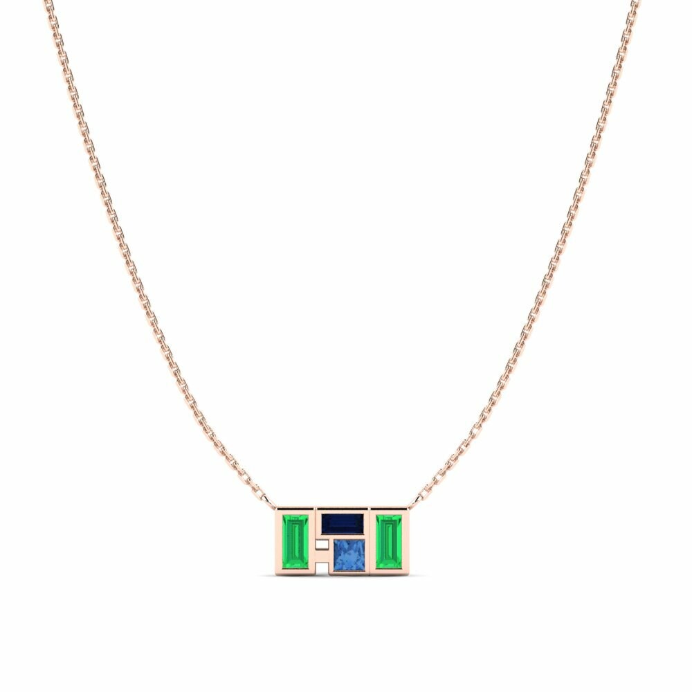 14k Rose Gold Dark Blue Zirconia Women's Necklace Pleebo
