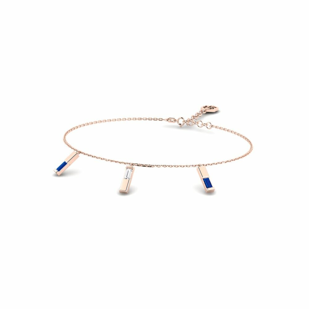 14k Rose Gold Dark Blue Zirconia Women's Bracelet Radiony